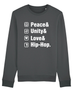 Peace Unity Love Hip Hop Bluză mânecă lungă Unisex Rise