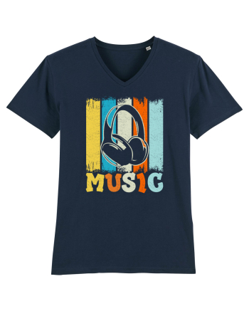 Vintage Headphones Hip Hop Music French Navy