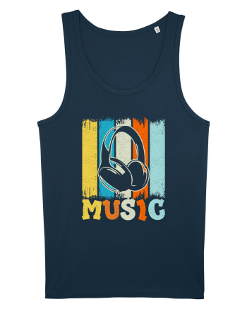 Vintage Headphones Hip Hop Music Navy