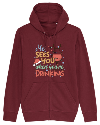 HE SEES YOU WHEN YOU’RE DRINKING Burgundy