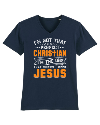 I'm not that perfect christian i'm the dna that knows i need Jesus French Navy
