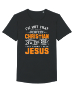 I'm not that perfect christian i'm the dna that knows i need Jesus Tricou mânecă scurtă guler larg Bărbat Skater