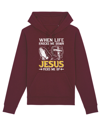 When life knocks me down Jesus picks me up Burgundy