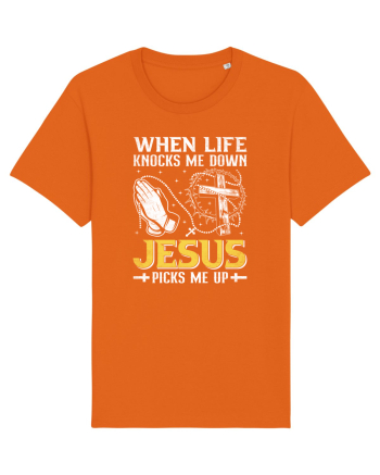 When life knocks me down Jesus picks me up Bright Orange