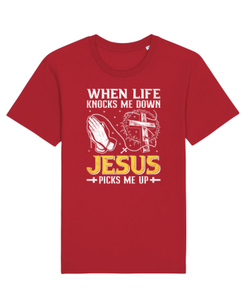 When life knocks me down Jesus picks me up Red