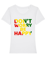 Don't worry be happy Tricou mânecă scurtă guler larg fitted Damă Expresser