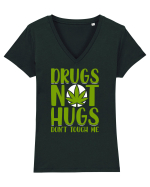 Drugs not hugs don't touch me Tricou mânecă scurtă guler V Damă Evoker