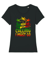 Jamaica is calling I must go Tricou mânecă scurtă guler larg fitted Damă Expresser