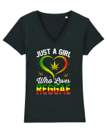Just a girl who loves reggae Tricou mânecă scurtă guler V Damă Evoker
