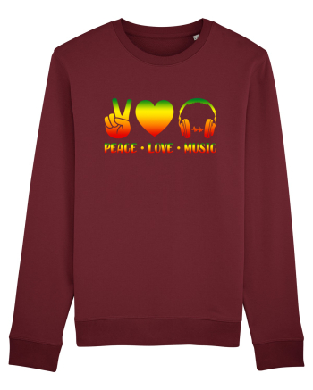 Peace Love Music Burgundy