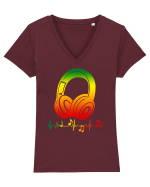 Reggae Music Headphone Tricou mânecă scurtă guler V Damă Evoker