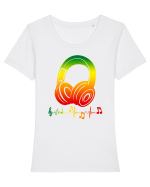 Reggae Music Headphone Tricou mânecă scurtă guler larg fitted Damă Expresser