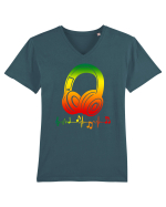 Reggae Music Headphone Tricou mânecă scurtă guler V Bărbat Presenter