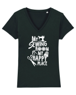 SEWING Tricou mânecă scurtă guler V Damă Evoker