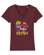 The bass make the rhythm Tricou mânecă scurtă guler V Damă Evoker