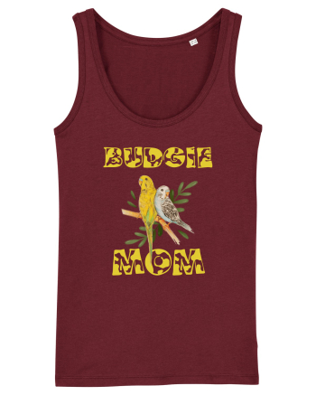 Mama de perus Budgie mom desen manual cu papagali retro Burgundy