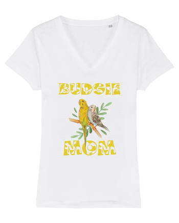 Mama de perus Budgie mom desen manual cu papagali retro White