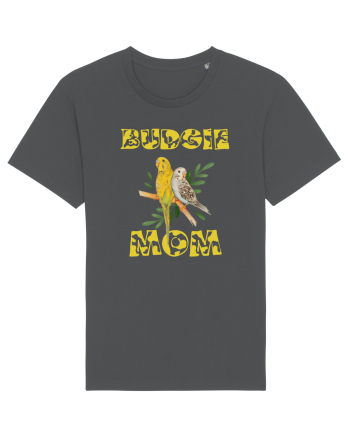 Mama de perus Budgie mom desen manual cu papagali retro Anthracite