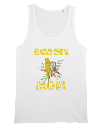 Mama de perus Budgie mom desen manual cu papagali retro White