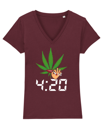 4 20 Funny Trippy Smoking Green Burgundy