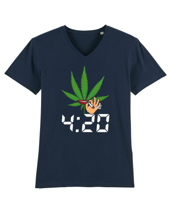 4 20 Funny Trippy Smoking Green French Navy