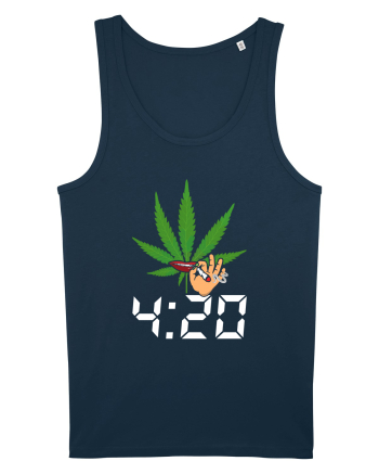 4 20 Funny Trippy Smoking Green Navy