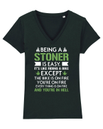 BEING A STONER IS EASY Tricou mânecă scurtă guler V Damă Evoker