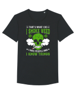 THAT'S WHAT I DO I SMOKE WEED I HATE PEOPLE AND I KNOW THINGS Tricou mânecă scurtă guler larg Bărbat Skater