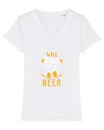 I run faster for Beer Tricou mânecă scurtă guler V Damă Evoker