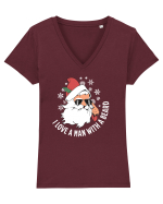 amuzant de Craciun - I love a man with a beard  Tricou mânecă scurtă guler V Damă Evoker