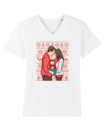 pentru Craciun in familie - Our first Christmas together Tricou mânecă scurtă guler V Bărbat Presenter