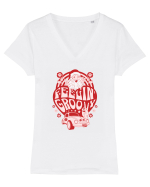 retro de Craciun - Feeling Groovy Tricou mânecă scurtă guler V Damă Evoker