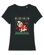 de Craciun cu caini - French bulldog Tricou mânecă scurtă guler larg fitted Damă Expresser