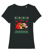 de Craciun cu caini - Pug Tricou mânecă scurtă guler larg fitted Damă Expresser