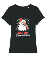 amuzant de Craciun - Blink if you want me  Tricou mânecă scurtă guler larg fitted Damă Expresser