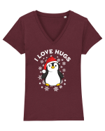 amuzant de Craciun - I love hugs  Tricou mânecă scurtă guler V Damă Evoker