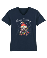 de Craciun cu luminite - Bulldog Tricou mânecă scurtă guler V Bărbat Presenter
