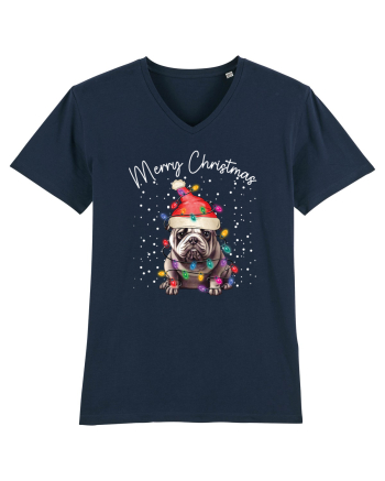 de Craciun cu luminite - Bulldog French Navy