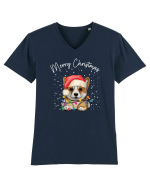 de Craciun cu luminite - Corgi Tricou mânecă scurtă guler V Bărbat Presenter
