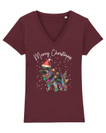 de Craciun cu luminite - German Shepherd Tricou mânecă scurtă guler V Damă Evoker