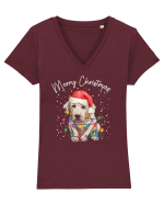 de Craciun cu luminite - Labrador Tricou mânecă scurtă guler V Damă Evoker