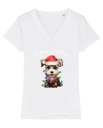 de Craciun cu luminite - Miniature Schnauzer White