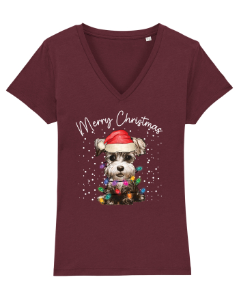 de Craciun cu luminite - Miniature Schnauzer Burgundy