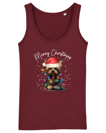 de Craciun cu luminite - Yorkshire Terrier Burgundy