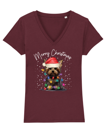 de Craciun cu luminite - Yorkshire Terrier Burgundy