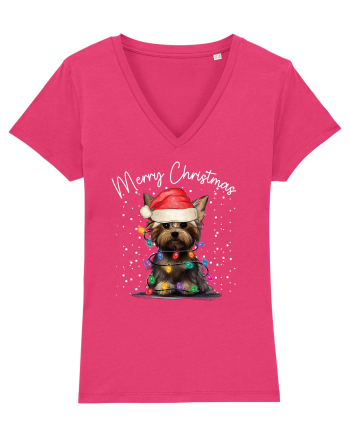 de Craciun cu luminite - Yorkshire Terrier Raspberry
