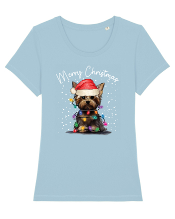de Craciun cu luminite - Yorkshire Terrier Sky Blue