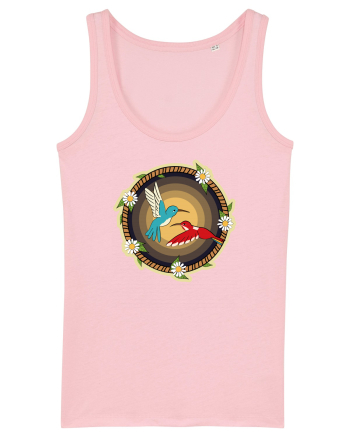 Cuplu de păsări colibri retro Cotton Pink