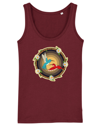Cuplu de păsări colibri retro Burgundy