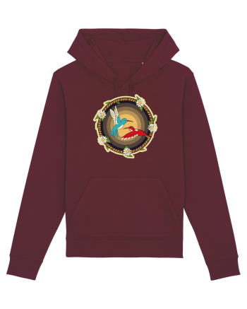 Cuplu de păsări colibri retro Burgundy